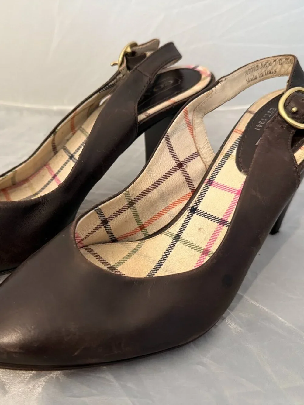 Coach Brown Leather Slingback Heels Women's Size 7 Made in Italy